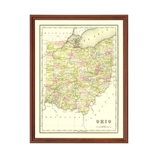 Old Map of Ohio 1838 - Vintage Ohio Art