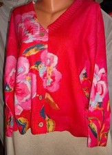 Markenlos Strickjacke mehrfarbig Blumen gr. 1XL