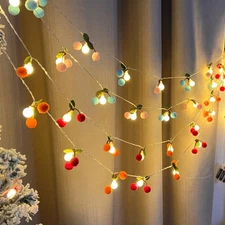 Festive Decoration Led Christmas Red Fruit Light String Window Display,