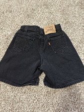 Vintage 90 s Kids Levi s Orange Tab Black Denim Shorts Size 8