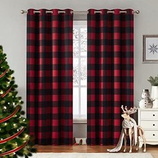 Buffalo Check Plaid Blackout Curtains 63 Inch Length for Bedroom, Living Ro