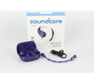 Soundcore AeroFit Pro Open-Ear Wireless Headphones Purple Sweat Proof New!