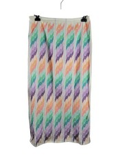 Vintage Handmade Apron Multicolor Zig Zag Embroidered 51" Tie Back