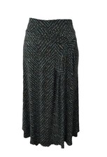 Max Studio Green Blue Black A-Line Flare Ruffle Pleat Midi Skirt Size Large 90  s