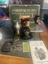 Antique 1920s SINGER 20 Toy Sewing Machine Box Manual Clamp & Rare Needle Tool
