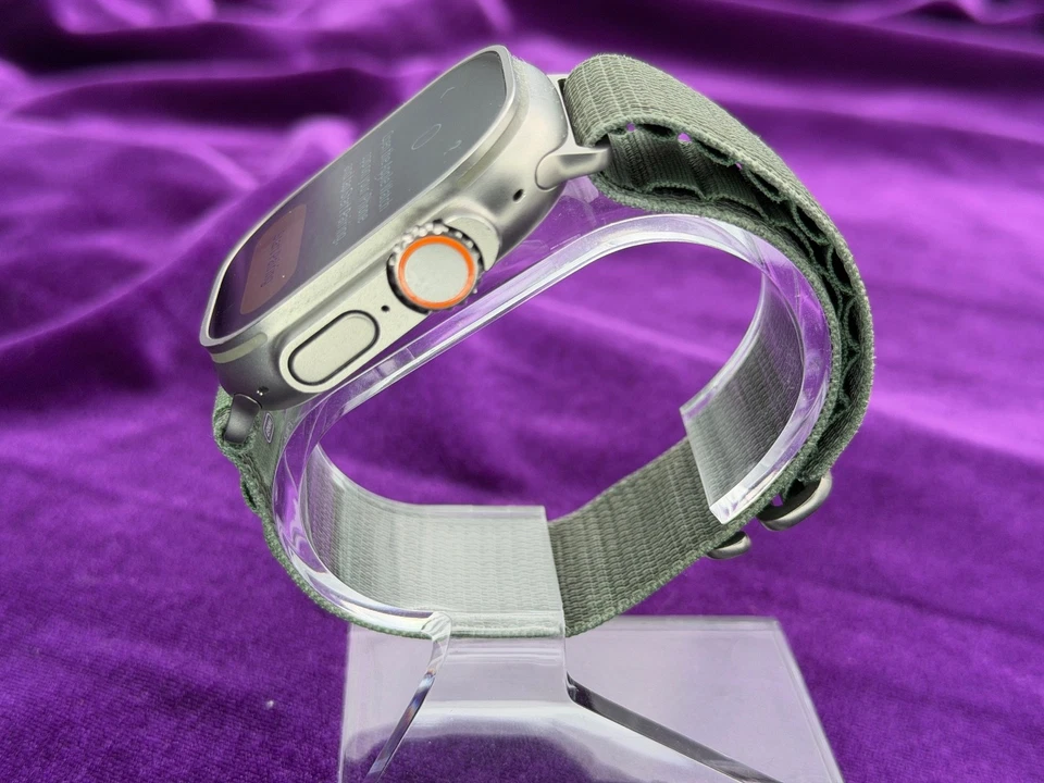 Apple Watch Ultra 49mm Titanium Case with Green Alpine Loop MQEW3LL/A A2622 - Image 2 of 4