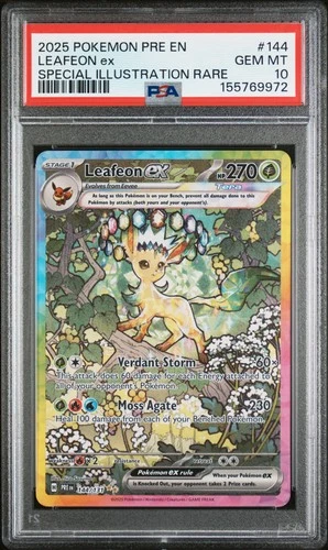 2025 POKEMON PRE EN-PRISMATIC EVOLUTIONS #144 LEAFEON EX PSA 10