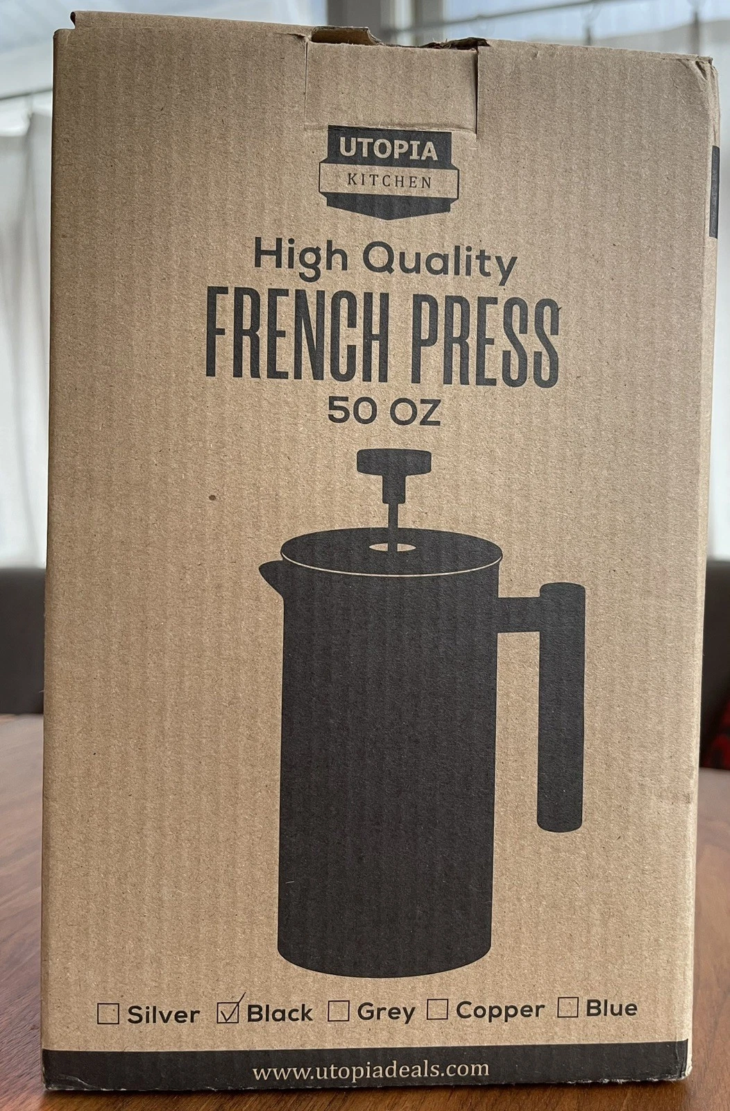 Utopia Kitchen High Quality French Press 34oz Black Stainless Steel