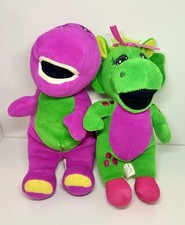 Fisher Price 2017 Barney Baby Bop 8 Plush Pair Small Purple Green Dinosaur