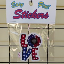 Sunflower Sticker USA Flag, Waterproof Laptop Decal, Water Bottle, Fade Resist