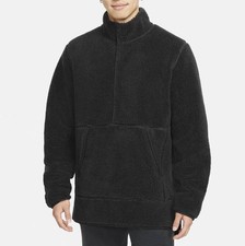 Nike Mens Yoga Sherpa Fleece Pullover Sweater DD2182-010 Black Size LARGE