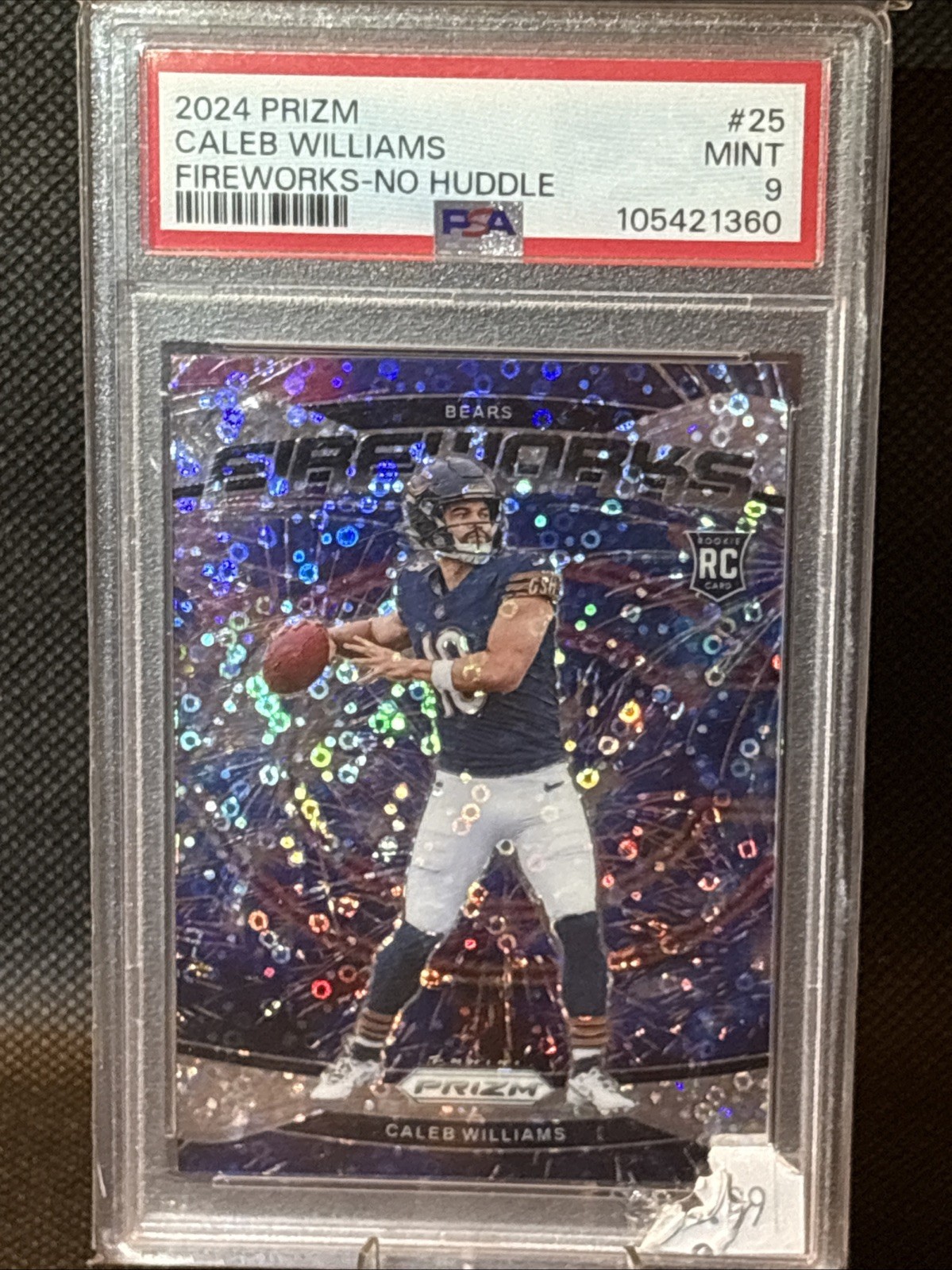 2024 Panini Prizm - Fireworks Caleb Williams #25 No Huddle Prizm (RC) PSA 9 MINT