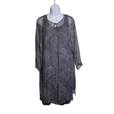 VTG Robbie Bee Gray Two Piece Sheer Dress Kimono Set Size 16W Special Occasion
