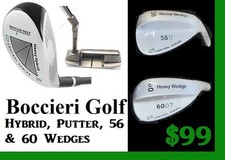 Boccieri Golf Pro Package Includes 20* Hybrid, CX2 Putter, 56* & 60* Heavy Wedge