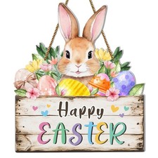 JUESMOS Happy Easter Signs for Home Decor Outdoor Indoor 11.4" Multicolor