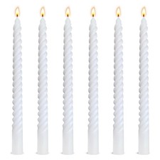 6 Pack 10 Inch White Spiral Taper Candles Unscented Dripless Twisted Decor