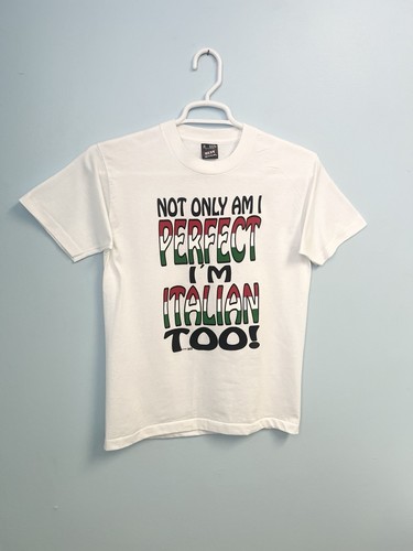 Vintage 90s Not Only Am I Perfect I’m Italian Too T Shirt Medium Humor Tee USA - Picture 3 of 17