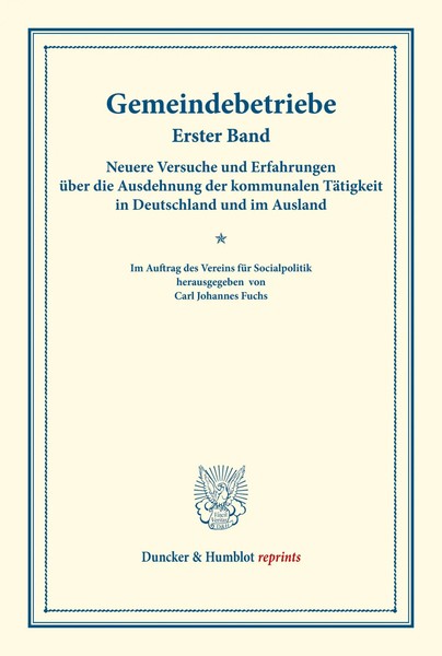 Gemeindebetriebe. Carl Johannes Fuchs Taschenbuch Xii Deutsch 2014-image