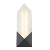 Led Wandlampe Klein H: 30.5 Cm Alabaster Metall In Bronze Antik Weiß Wandleuchte