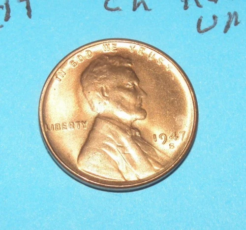 1947 S     LINCOLN WHEAT CENT   CHOICE BRILLIANT RED UNCIRCULATED  #2