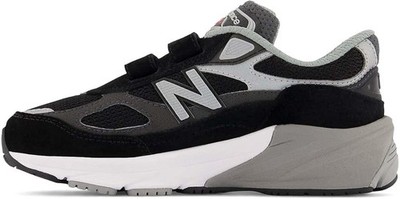 New Balance baby boys 990 V6 Lace-up Sneaker, Black/Silver, 4.5 Wide Big Kid US