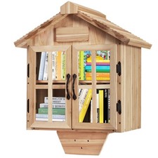 Amcortn Little Library Box Outdoor Free Kit, 19"D x 14"W x 25"H, wood