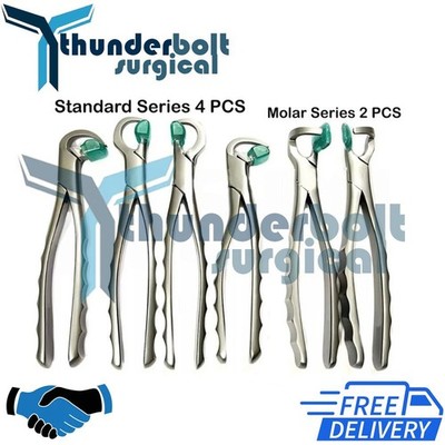 Dental Extraction Forceps Standard Series Set of 4 Pcs + 2 pcs Molar Series Set