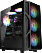 RUIX CV103 ATX Mid-Tower PC Case, Pre-Installed 4 x 120mm RGB Fans, Black