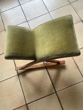 Alte Fußschaukel Holz mit  Stoffbezug, grün