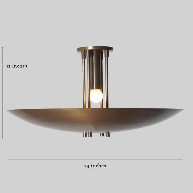 Rey Light Inspired Mid Century Modern Dome Shape Brass Chandelier, Single Light - Image 2 of 4
