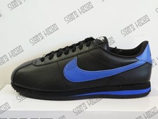Men's Nike Cortez Prm Leather Black Blue Game Royal Swoosh Nike ID Authentic