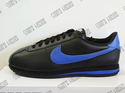 Men's Nike Cortez Prm Leather Black Blue Game Royal Swoosh Nike ID Authentic