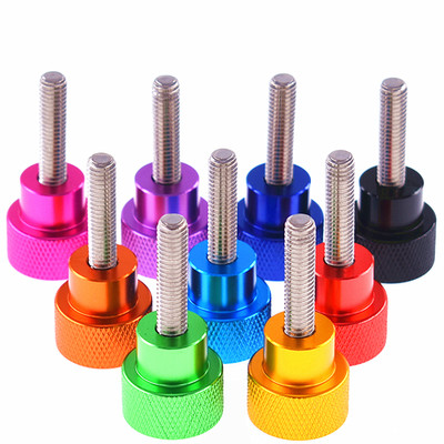 L=6-100mm 3/8-16 UNC Knurled Thumb Screw Colourful Aluminum Alloy Hand Grip Knob