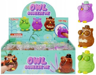 Stressball Owl 7cm, Squeeze Ball Anti-stress, Hand Exercise