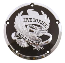 Live To Ride Eagle Black Clutch Derby Cover For 16+ Harley FLHT Touring 78161