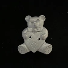 Vintage Bear W/ Heart Brooch Pin in  * Pewter * by Torino
