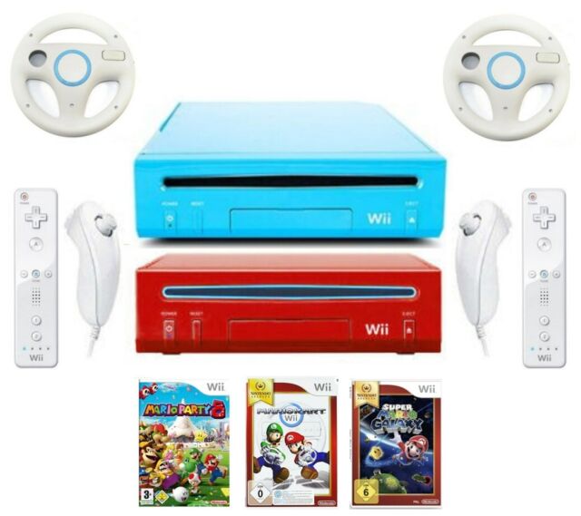 Nintendo Wii Konsole Wahl ( Rot & Blau ) Original Controller Mario Kart Party