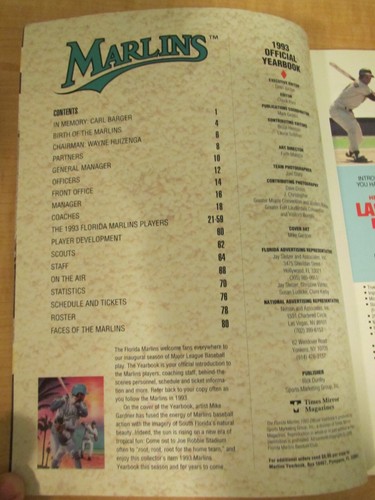1993 Florida Marlins Inaugural Season Official Yearbook EX-NMT Benito Santiago - Picture 3 of 12