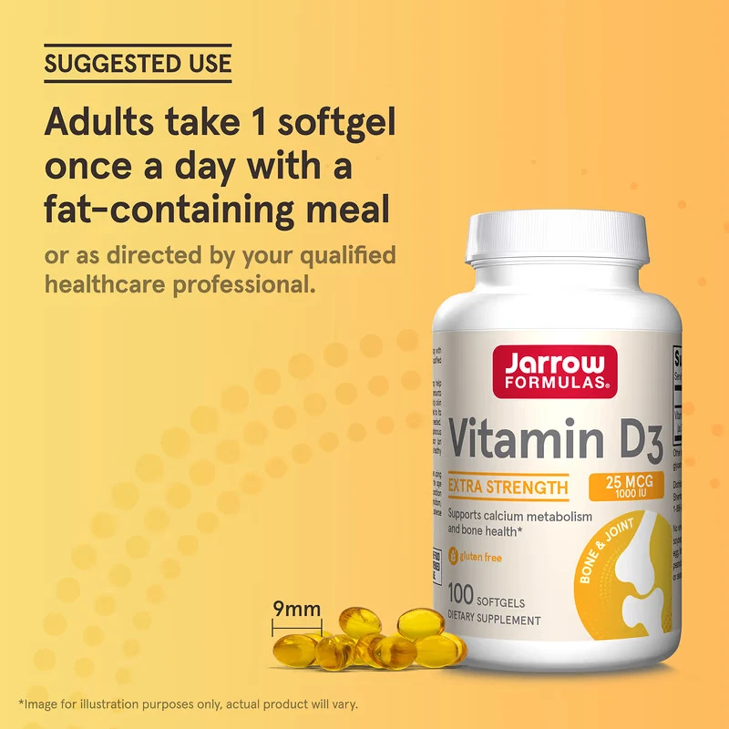 Jarrow Formulas Vitamin D3 1,000 IU Extra Strength Gluten Free 100 Softgels - Image 4 of 4