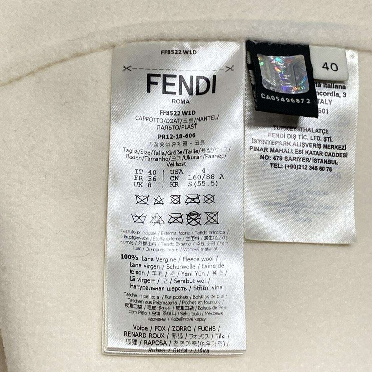 FENDI その他コート FF8522 W1D Auth FENDI - FF8522 W1D Cream Black Wool Women's Coat | eBay
