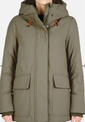 Save The Duck SMeg Hooded Parka Dusty Olive Womems Jacket Size X Large 4