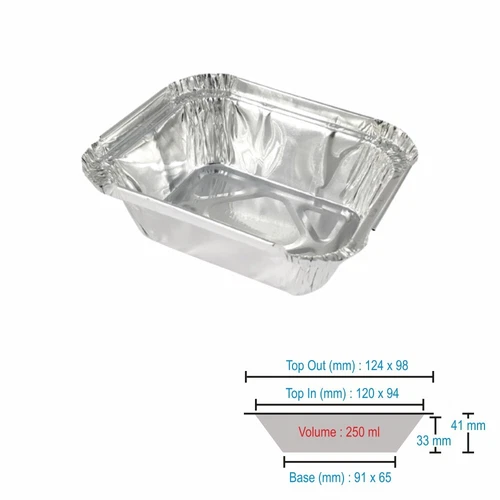 50 x Aluminium Foil Takeaway Food Container With Lid BBQ Meal Food Storage 250ml - Picture 2 of 8