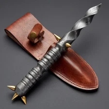 Military Combat Stiletto Damascus Dagger Crusher Dagger Knife with Sheath v42