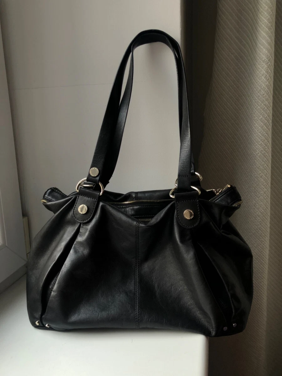 Vintage Ted Baker Black Leather Shoulder Bag In Very Good