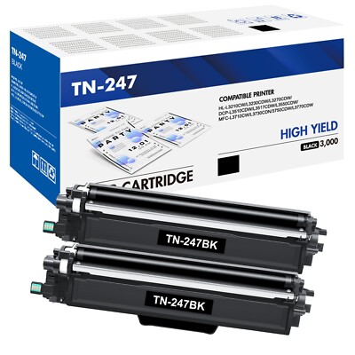 2 XL Toner Compatible with BROTHER TN-247 BK MFC-L3750CDW HL-L3230CDW