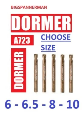 Dormer A723 Spot Weld Stub Drill Cobalt (HSCo) 6mm 6.5mm 8mm 10mm - Choose Size