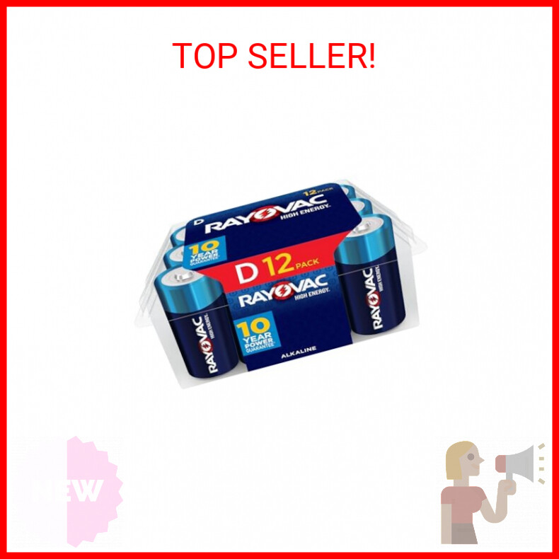 Rayovac D Batteries, Alkaline D Cell Batteries (12 Battery Count)