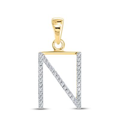 Echt 10K Gelbgold 0,13 ctw natürliche Diamanten Buchstabe Initiale N Anhänger