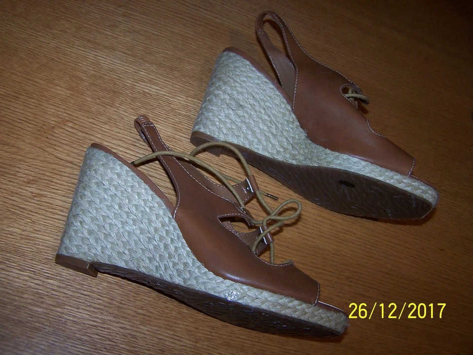 ANNE KLEIN IFLEX CUÑAS CON CORDONES MARRÓN TALLA 7,5 M CUERO NUEVAS SIN CAJA Foto 3 de 4