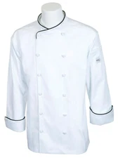 Mercer Renaissance Cutlery Men's Chef Jacket (Scoop Neck) | White w/ Black Pi...